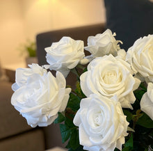 Load image into Gallery viewer, Deluxe Real Touch White Rose Artificial Arrangement