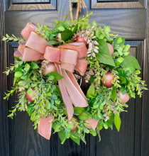 Load image into Gallery viewer, Christmas Pink Bow Door Wreath ~ Handmade