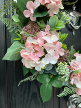 Load image into Gallery viewer, Large Pink Hydrangea Wreath