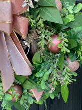 Load image into Gallery viewer, Christmas Pink Bow Door Wreath ~ Handmade
