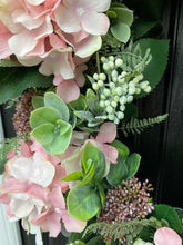 Load image into Gallery viewer, Large Pink Hydrangea Wreath