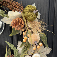 Load image into Gallery viewer, Autumn woodland Green Pumpkin door wreath
