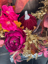 Load image into Gallery viewer, Luxury Large Autumn Wreath - Burgundy, Burnt Orange, Cerise and Gold Artificial Door Wreath
