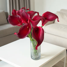 Load image into Gallery viewer, Artificial Real Touch Red Calla Lily Arrangement
