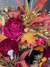 Load image into Gallery viewer, Luxury Large Autumn Wreath - Burgundy, Burnt Orange, Cerise and Gold Artificial Door Wreath
