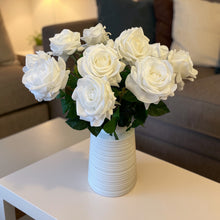 Load image into Gallery viewer, Deluxe Real Touch White Rose Artificial Arrangement
