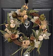 Load image into Gallery viewer, Autumn woodland Green Pumpkin door wreath
