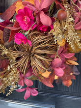 Load image into Gallery viewer, Luxury Large Autumn Wreath - Burgundy, Burnt Orange, Cerise and Gold Artificial Door Wreath
