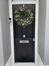 Load image into Gallery viewer, Christmas door Wreath Spruce/Foliage with PineCones, gold Baubles &amp; ferns
