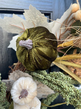 Load image into Gallery viewer, Autumn woodland Green Pumpkin door wreath
