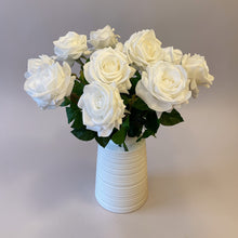 Load image into Gallery viewer, Deluxe Real Touch White Rose Artificial Arrangement
