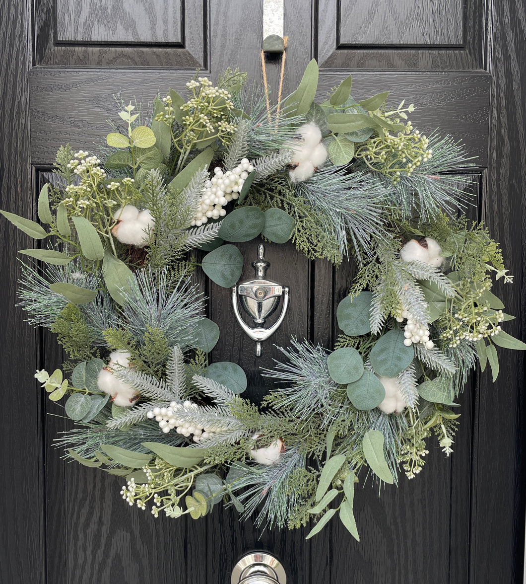 Christmas Spruce & White berry Christmas wreath Large