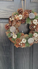 Load and play video in Gallery viewer, Festive Golden Fruits Pinecone Wreath
