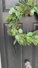 Load and play video in Gallery viewer, Christmas Spruce Foliage wreath with pinecones ON SALE NOW WITH 25% OFF!

