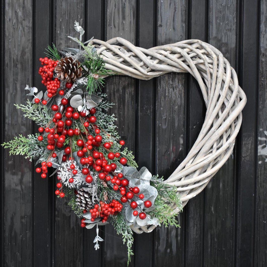 Christmas Red Berry Heart ~ Handmade