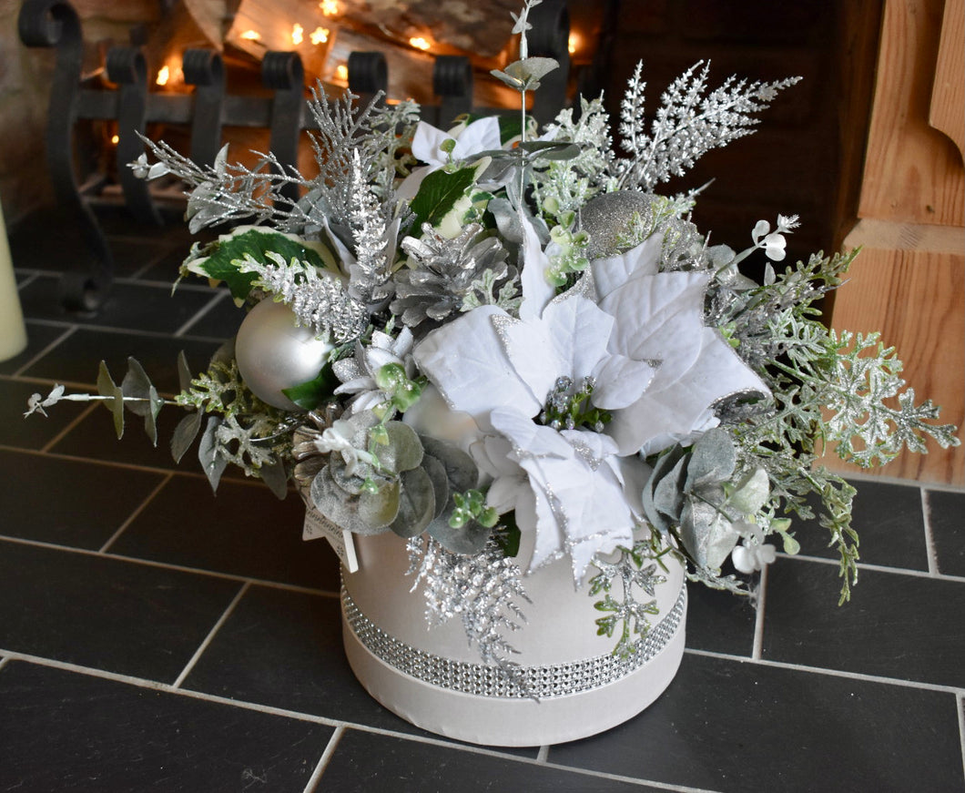 Silver Christmas Flower Arrangement Box