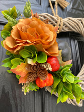 Load image into Gallery viewer, Autumn Rose Heart Wreath
