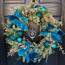 Load image into Gallery viewer, Christmas Luxury Teal Christmas Wreath ~ Handmade
