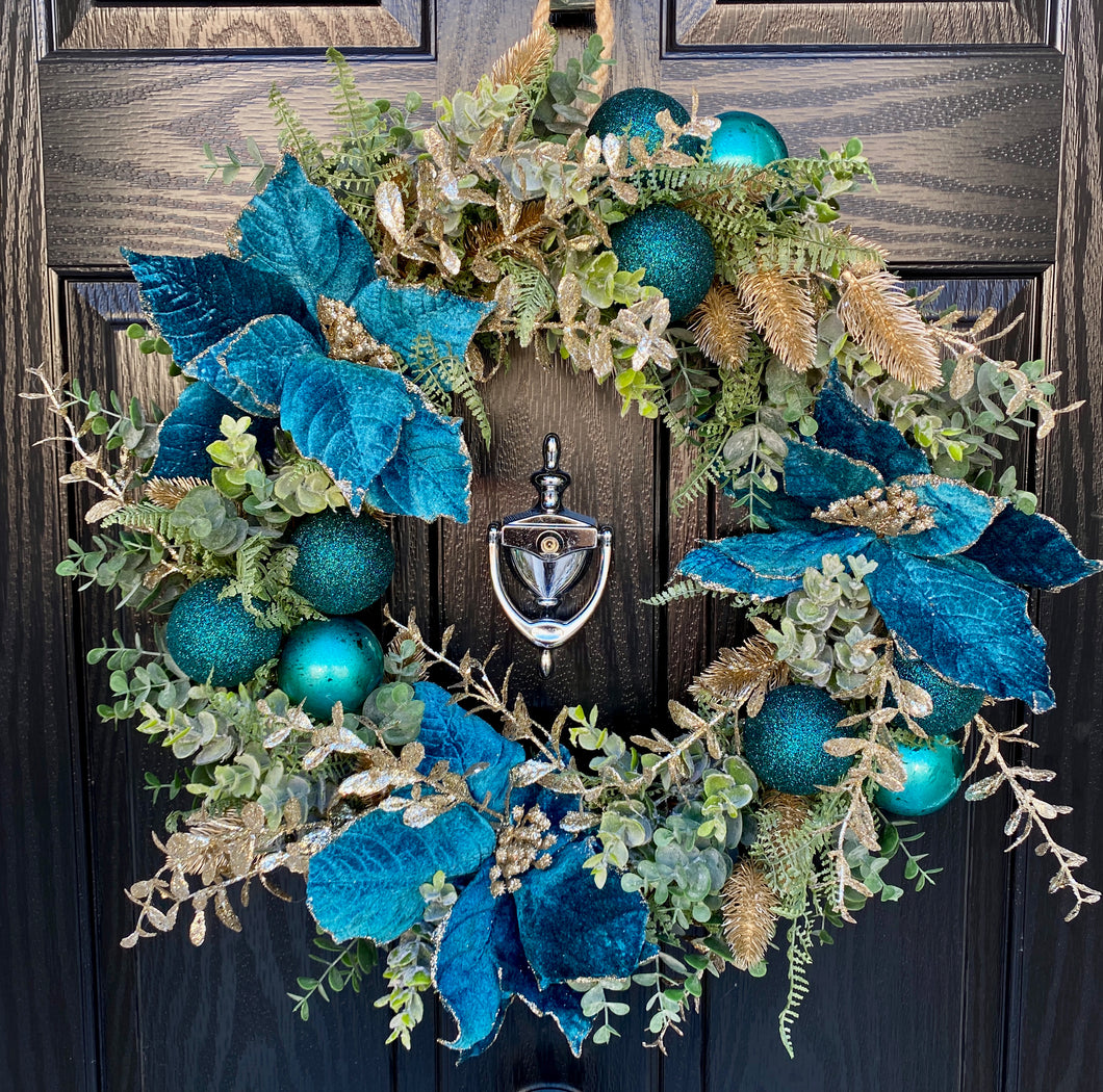 Christmas Luxury Teal Christmas Wreath ~ Handmade