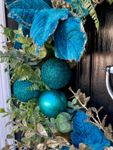 Load image into Gallery viewer, Christmas Luxury Teal Christmas Wreath ~ Handmade
