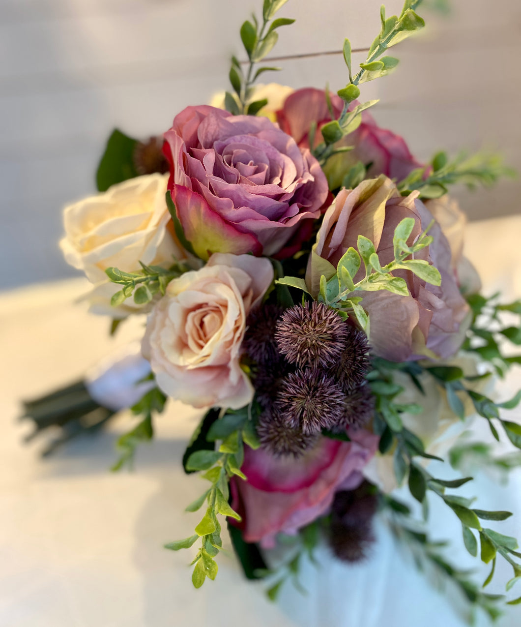 Mauve Rose Bridal Wedding Bouquet