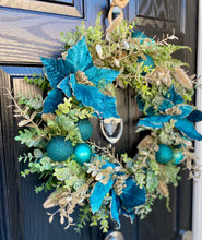 Load image into Gallery viewer, Christmas Luxury Teal Christmas Wreath ~ Handmade
