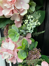 Load image into Gallery viewer, Large Pink Hydrangea Wreath
